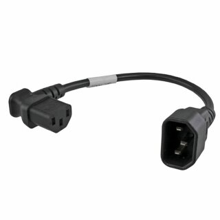 IEC extension cord, angled plug, 30 cm