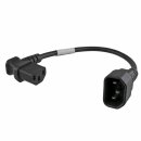 IEC extension cord, left angled plug, 30 cm